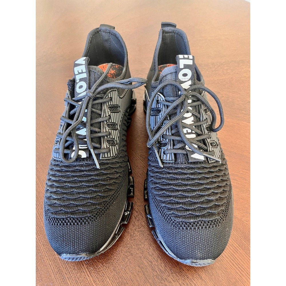 Mens Black Blade Sole Sneakers EU 44 Knit Athletic Running Streetwear Shoes